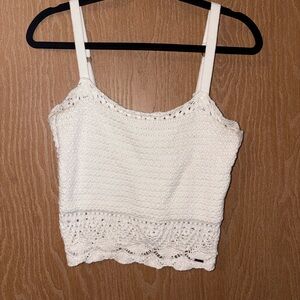 Hollister White Crochet Crop Top
